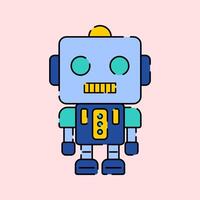Robot Icon Illustration with bright colour palette in flat design style for education and future technology theme design. vector
