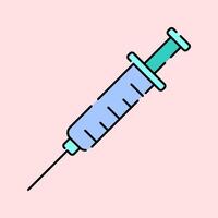 Syringe Icon Illustration with bright colour palette in flat design style for education and future technology theme design. vector
