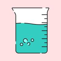 Beaker Icon Illustration with bright colour palette in flat design style for education and future technology theme design. vector