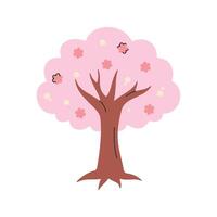 Cherry Blossom Tree Icon Illustration with soft color palette in flat design style. Perfect for Spring season themed designs vector