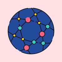 Network Connection Icon Illustration with bright colour palette in flat design style for education and future technology theme design. vector