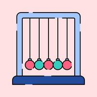 Newtons Cradle Icon Illustration with bright colour palette in flat design style for education and future technology theme design. vector
