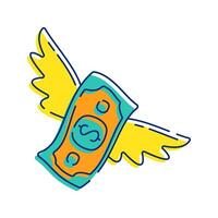 Flying Money Icon Illustration depicts money in motion, suggesting quick or easy income, or perhaps the concept of currency being transferred or flowing. Perfect for financial themes, and apps. vector