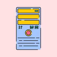 CPU Central Procecor Unit Icon Illustration with bright colour palette in flat design style for education and future technology theme design. vector