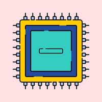 Chipset Icon Illustration with bright colour palette in flat design style for education and future technology theme design. vector