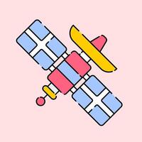 Satellite Icon Illustration with bright colour palette in flat design style for education and future technology theme design. vector