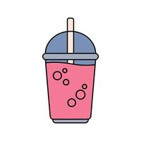Bubble Drink Icon Illustration, A pink drink with a straw, symbolizing refreshing beverages for springtime. Perfect for Spring season themed designs vector