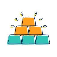 Gold Bars Icon Illustration represents wealth or precious metals, often a symbol of valuable assets or long-term investment. Perfect for financial themes, apps, or presentation. vector