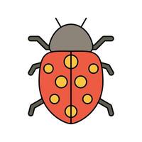Ladybug Icon Illustration, A red ladybug with black spots, representing springtime insects and nature. Perfect for Spring season themed designs vector