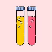 Test Tube Bottle Icon Illustration with bright colour palette in flat design style for education and future technology theme design. vector