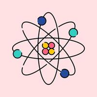 Atom Symbol Icon Illustration with bright colour palette in flat design style for education and future technology theme design. vector
