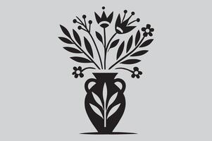 Monochrome Flower Vase Icon for Graphics vector