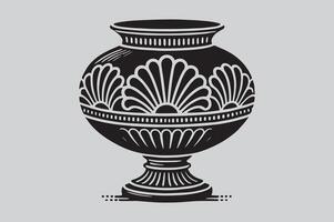 Detailed Linear Ancient Pottery Vase for Graphics vector