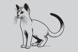 Minimal Cat Silhouette Outline Design vector