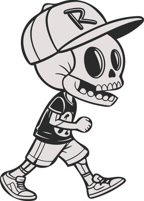 running skull illustration