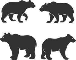 bear silhouette set vector