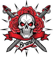 red skull with flower vector