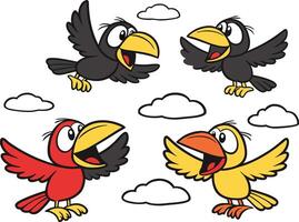 colorful bird set design vector