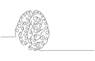 Human brain continuous one line drawing of art illustration vector