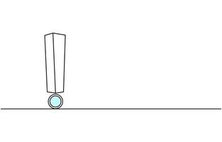 Continuous one line drawing of Exclamation mark illustration vector