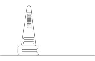Traffic cone safety sign icon one line continuous drawing vector