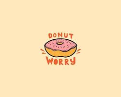 donut worry typography and mascot design vector