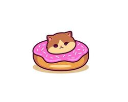 Cute cat in the middle of the donut vector