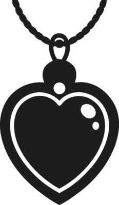 Heart Pendant Necklace Silhouette Illustration