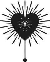 Minimalist Heart-Shaped Firework Illustration with Radiating Lines vector