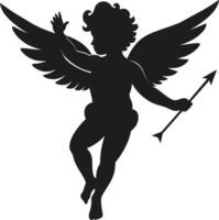 Cupid Silhouette with Bow and Arrow Illustration vector