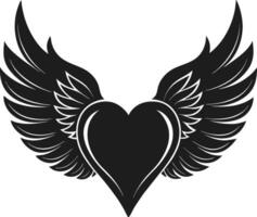 Winged Heart Silhouette Illustration for Romantic and Freedom Themes vector