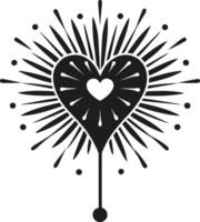 Heart Radiance Silhouette Illustration with Decorative Starburst vector