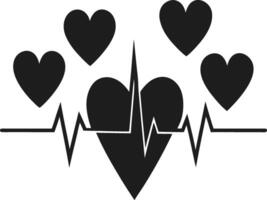 Heart and Heartbeat Illustration with Romantic Silhouette Design vector