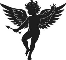 Cupid Silhouette Illustration with Wings and Arrow vector
