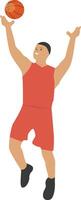 Man Playing Basketball with Blocking Position vector