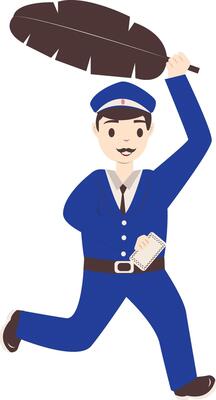 Postman Character Holding Feather