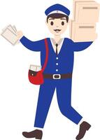 Postman Character Sending Mail and Box vector