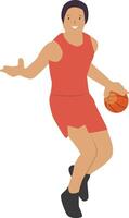 Man Playing Basketball with Dribble Position vector