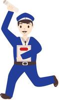 Postman Sending Mail in Flat Design vector