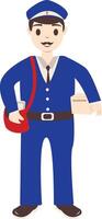 Postman Sending Box in Flat Design vector