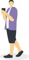 Man Carrying Smartphone with Flat Design vector