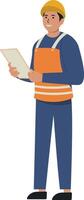 Man Construction Worker Carrying Construction Map vector