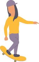 Roller Skating Girl Character in Flat Desgin vector
