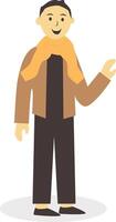 Man Walking Character in Autumn with Brown Coat vector