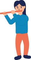 Girl Playing Flute in Flat Design vector