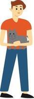 Men and Pet Cat in Flat Design vector