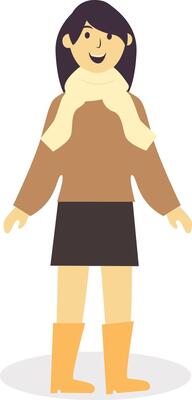 Girl Walking Character in Autumn with Brown Coat