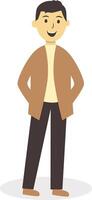Man Walking Character in Autumn with Brown Coat vector
