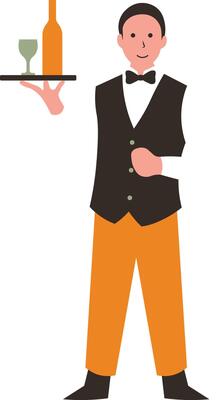 Male Waiter Character with Uniform