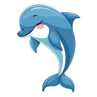 illustration of a dolphin in cartoon style. Cute smiling dolphin on a white background. vector